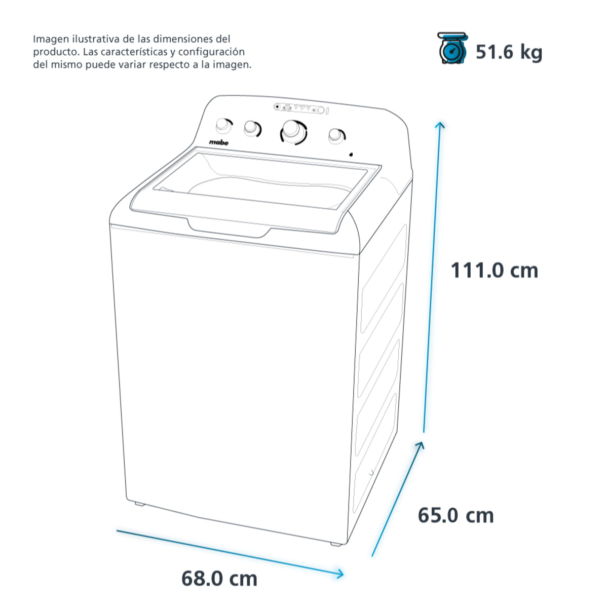 Lavadora Automatica 21 Kg Blanco Mabe  LMA71214VBAB