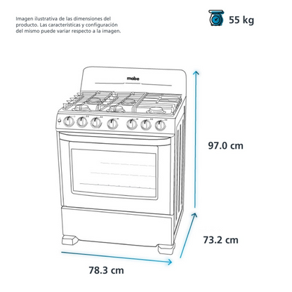 Estufa de gas 76cm Mabe Silver EM7620BAIS0